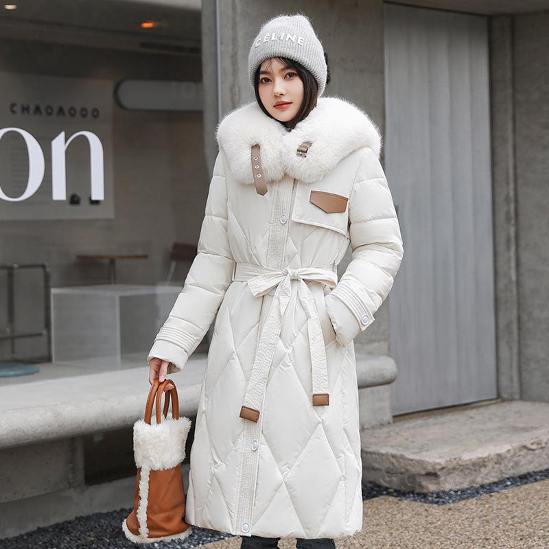 Slim-fit Big Fur Collar Mid-length Over-the-knee Padded Jacket Thickened Jacket