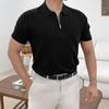 Summer Zipper POLO Shirt Lapel Sports Short Sleeve Solid Color Fitness Instructor Training Slim Quick Dry T-shirt Workwear Men
