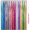 Gold Laser Tinsel Hair Extensions - Shiny Metal Wire, Colorful and Seamless.