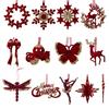 Sparkling Sequins Velvety Snowflake/Deer/Wreath/Butterfly Pendant Shatterproof Holiday Tree Ornament For Christmas Tree
