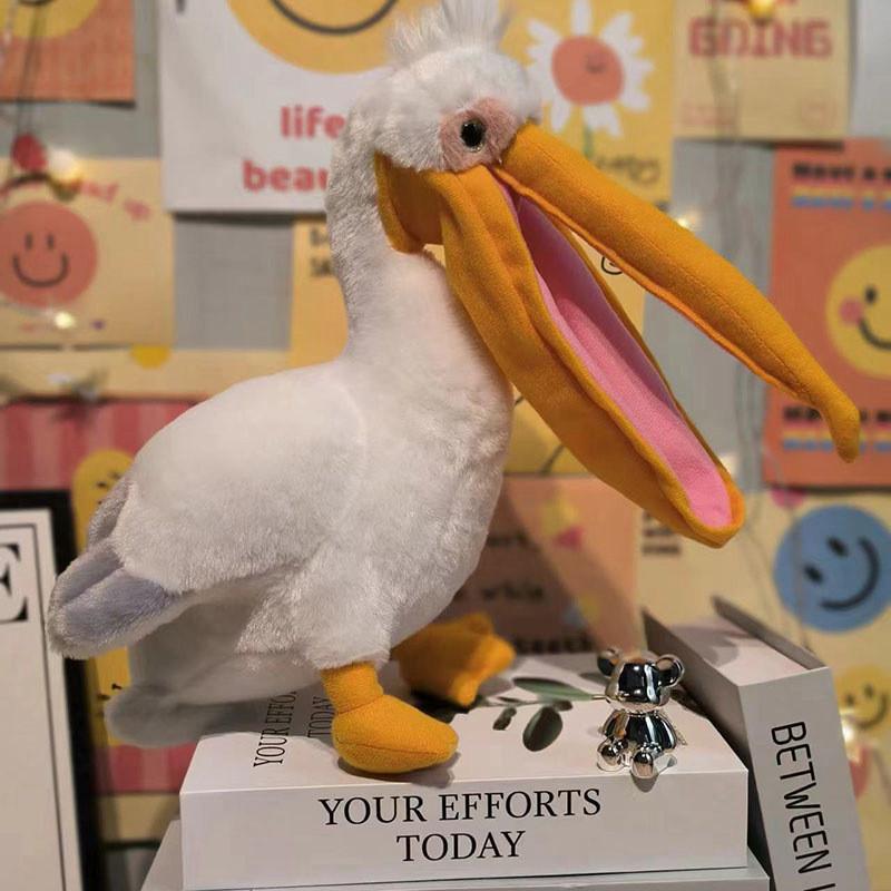 Pelikan Kuscheltier mit langem Schnabel Realistisches Vogel Stofftier Für Kinder Geschenk