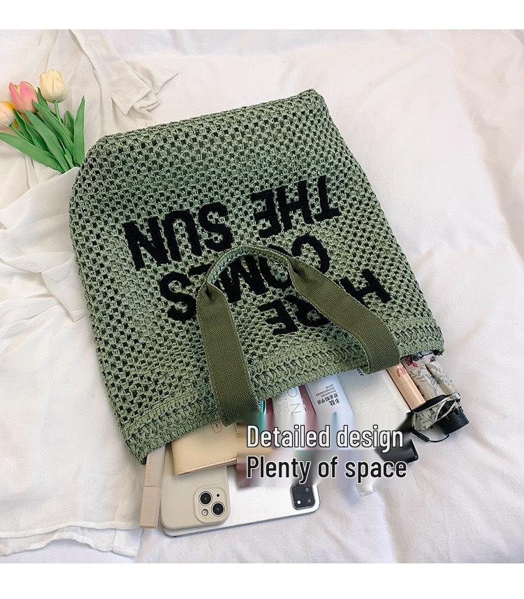 New Style Large Capacity Embroidered Straw Tote Bag