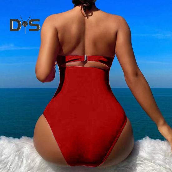 Women Monikni Sexy Suspender One-Piece Bikini Slim Fit Padded No Underwire Swimsuit Beach Sports Wear
