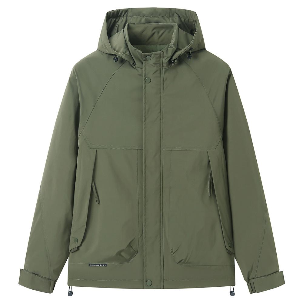 

Мужская весенне-осенняя куртка однотонная хлопковая с капюшоном ветровка куртка для занятий спортом на открытом воздухе мужская куртка L