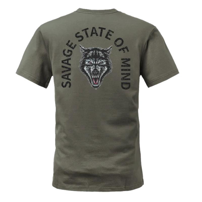 2024 Extra Large Tactical Defense Personalized SAVAGE Wolf Head Printed Pure Cotton T-shirt New Summer Fitness Short Sleeves