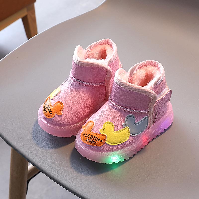 

Light-Up Children s Snow Boots (Ages 1-6) - Boys & Girls Velvet Thickened Walking Shoes Sizes 21-25 (5 pairs)