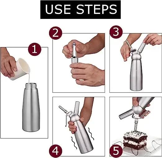 Pistola Siringa per Panna Montata Torta Strumento per Mescolare Crema Torta Tè al Latte Dessert Sifone a Gas Strumento Decorazione Cottura 250ml