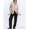 Fall New Women's Clothing French Flip Collar Lightweight Long Sleeves Tie-Dye Print Bunchy Yarn Shirt 8557122