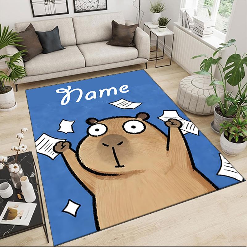 1PC Custom Name Groundhog Day Celebration Theme Floor Mat Ideal for Living Room, Game Rooms, Office, Bedroom,Floor Mat Playful Design