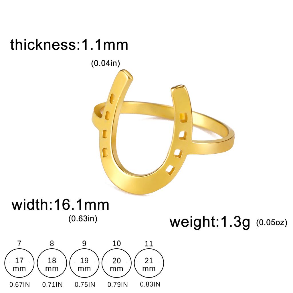 U-Shaped Horseshoe Women Ring Stainless Steel Gold Color Finger Rings Fashion Lucky Jewelry Birthday Gift for Friends