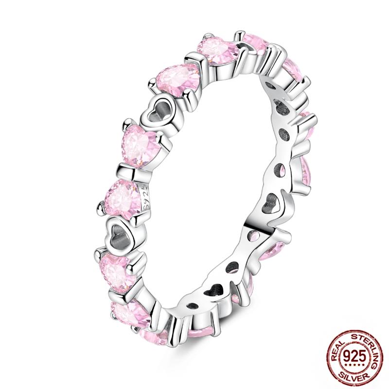 Luminous Firefly 925 Silver Ring Sparkling Rainbow Color Heart Wishbone Flower Original Rings For Women Wedding Jewelry