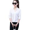 Elegant Sexy Women's White Chiffon Blouse Long Sleeve V Neck Office Shirt Summer Female Top