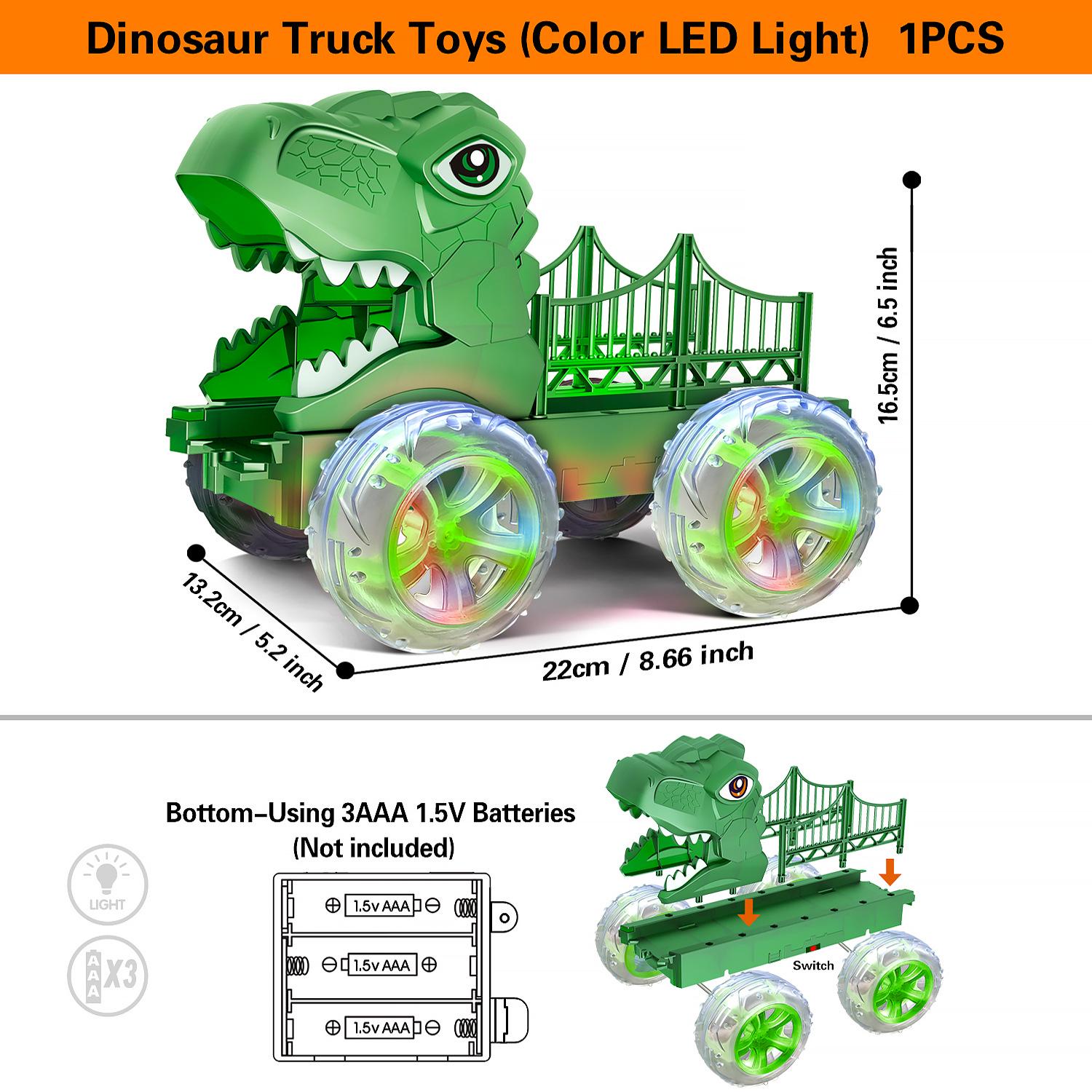 XL Dinosaur Transporter Toy Set: Light-Up Dino Cars for Kids - Tyrannosaurus & Triceratops