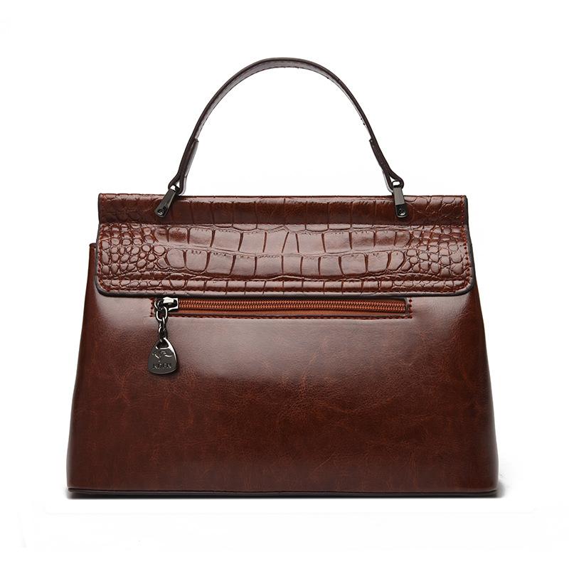 2025 New Vintage Waxed Leather Women's Tote Bag – Large Capacity