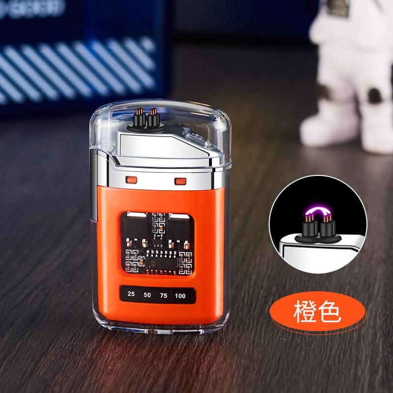 2025 New Creative Transparent Shell Electronic Pulse Lighter Portable Double Arc Windproof Men's Electric Cigarette Gift