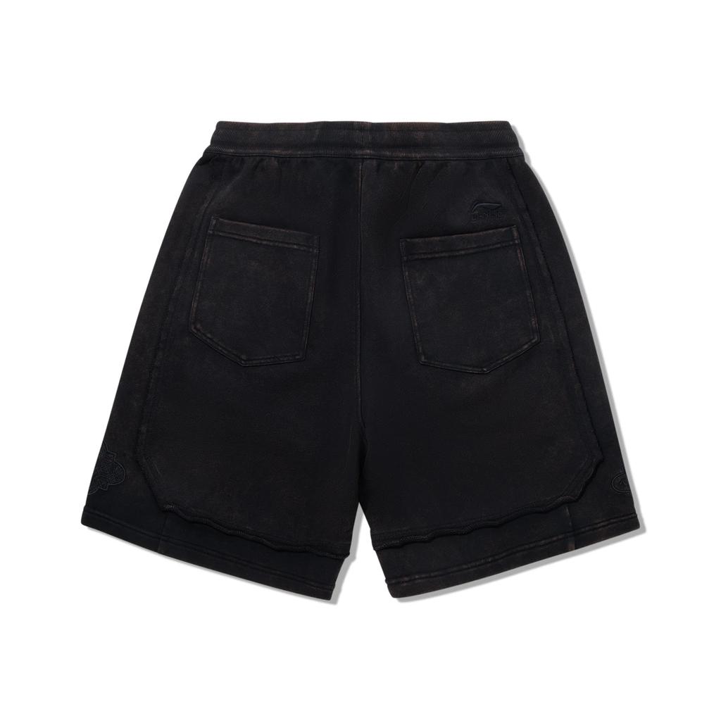 Li Ning Solid Color Mid Waist Drawstring Breathable Loose Versatile Casual Shorts Men shorts Black AKSV549-2