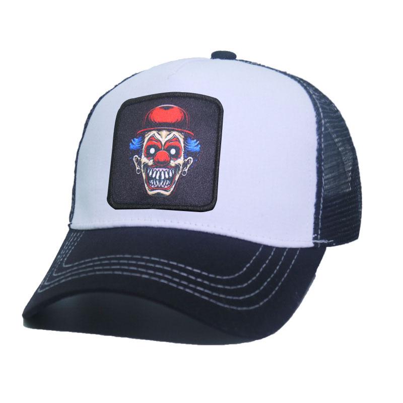 

Fashionable clown embroidered baseball cap for men and women, backless hip-hop hat, summer breathable mesh sun Gorras unisex str