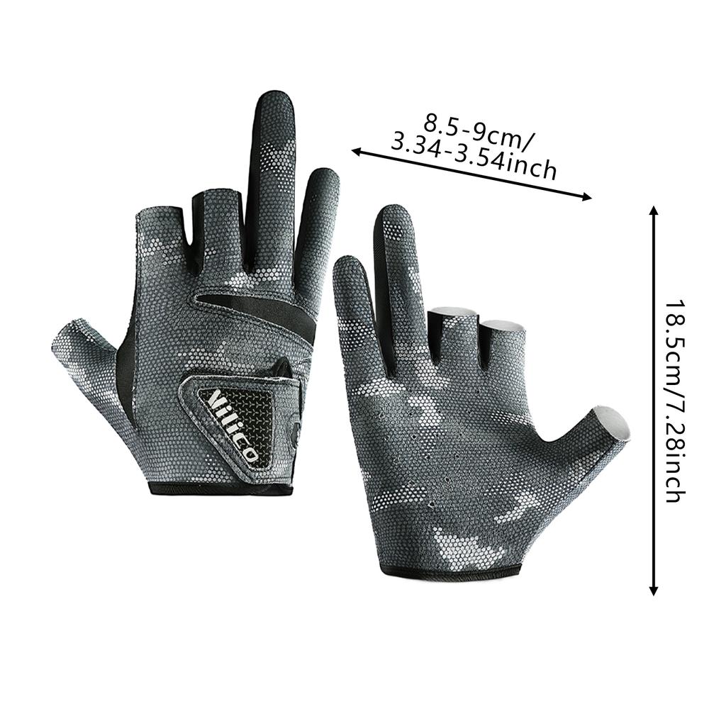 Fishing Gloves 3 Finger Anti Slip Wear Resistant Gloves for Outdoor Cycling Fishing Black Gray M/L Size