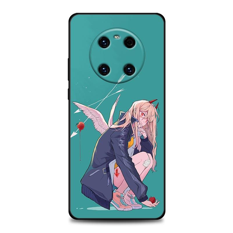Pouzdro na telefon s motivem motorové pily, muže a dívky, anime, pro Huawei Mate 10 20 40 40Rs Y6 Y7 Y7a Y8s Y8p Y9a Enjoy 20e 2019 Lite Pro Plus, černé