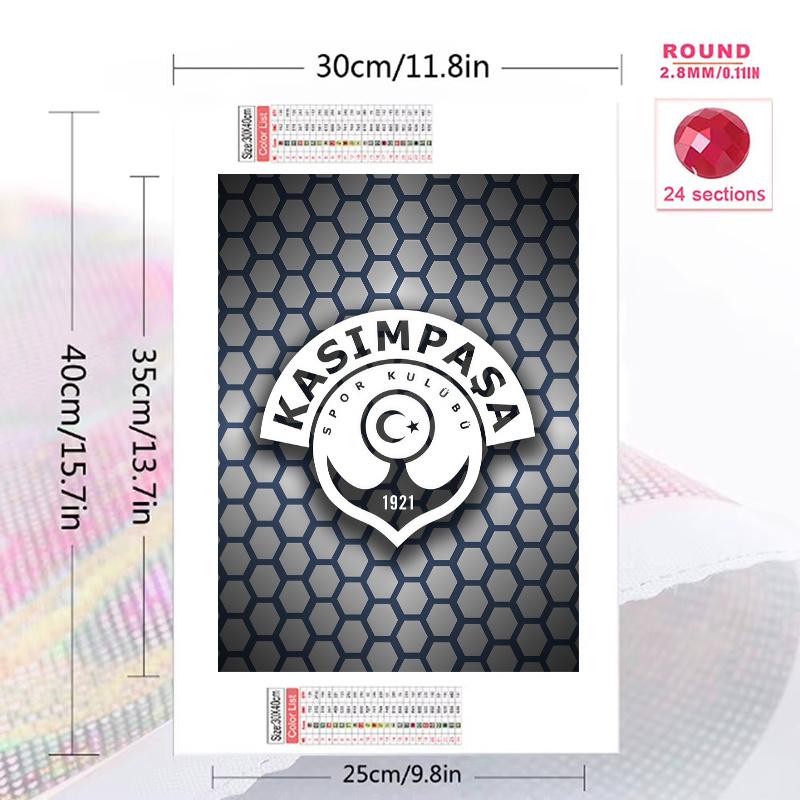 Kasimpasa Football Club 100% Round Full Drill 5D DIY Diamond Painting Embroidery Cross Stitch Rhinestone Decor