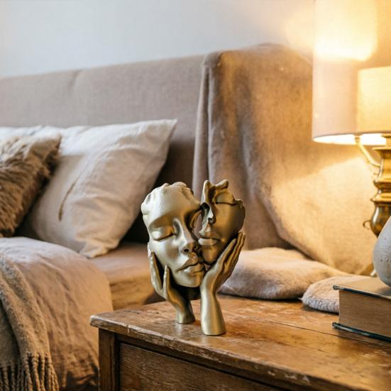 Estatua de Arte Facial para Mujer Figura Abstracta Pensadora Decoración de Mesa Escultura Facial Abstracta para Hogar Oficina Habitación Escritorio Soporte de TV Mesa de Café Decoración
