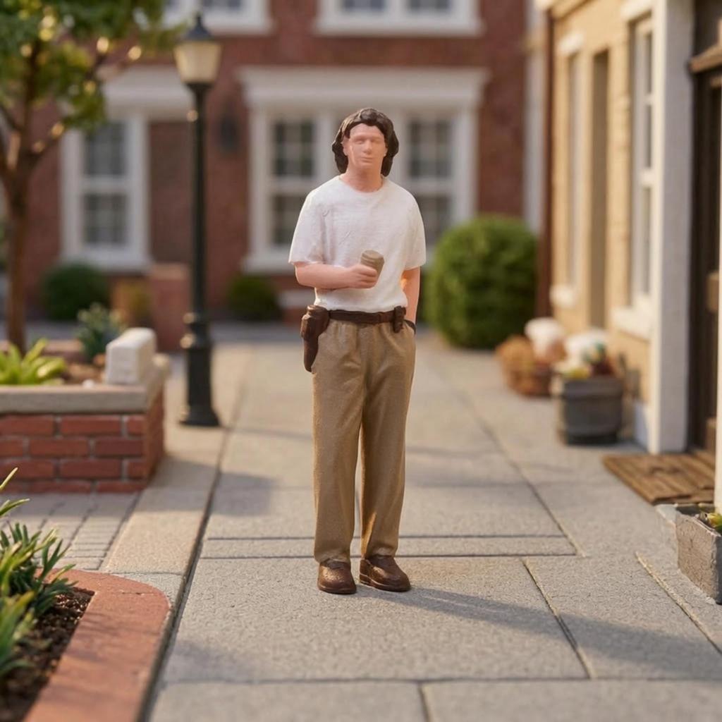 Resin Miniature Figure Realistic Standing Man with Coffee Cup Lifelike