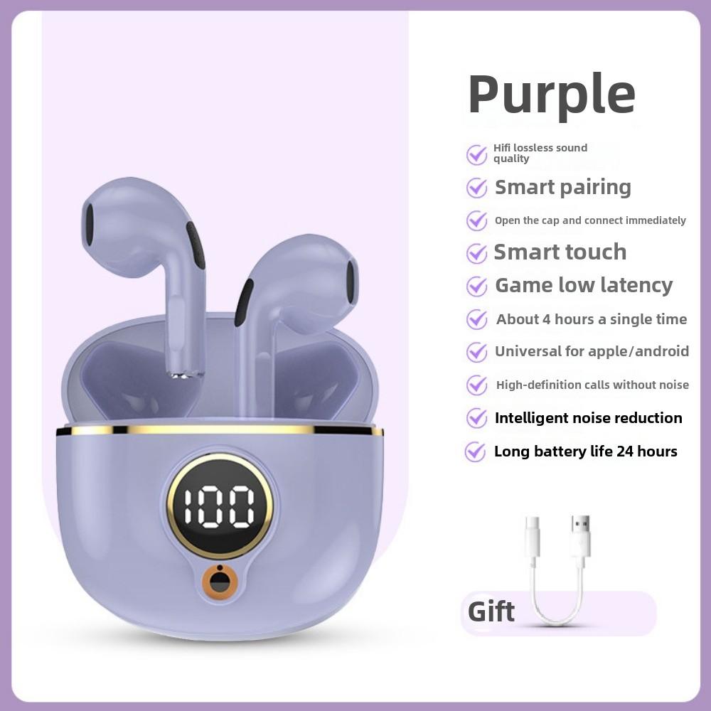 

Беспроводная Bluetooth-гарнитура с цифровым дисплеем, сверхдолговечность, удобство, отсутствие задержек, шумоподавление, универсальная игровая TWS-гарнитура фиолетовый