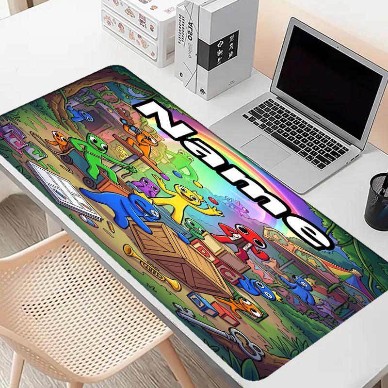 Custom Name Personalized Game Rainbow Friends Pattern Mousepad, Laptop PC Desk Mat, Decorative Desk Mat for Home Keyboard Pad Gift
