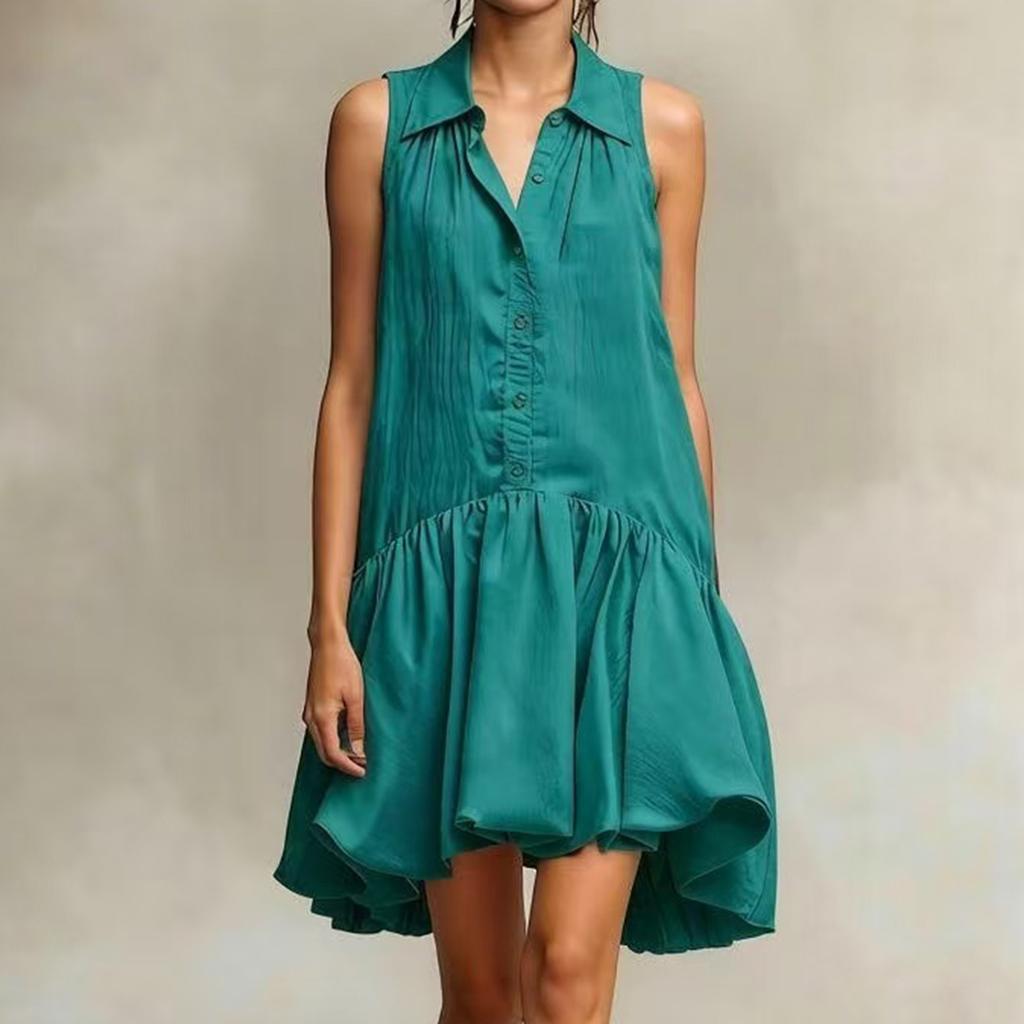 Women's Ruffled Sleeveless Dress With Frills