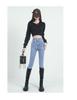 Women's Thickened High-Waisted Skinny Jeans, Double Button, Plus Velvet, Korean Style, Warm Stretchy Slim Fit Pencil Pants for Autumn/Winter