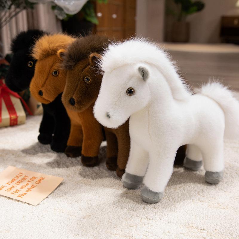 Simulation White Pony Doll Plush Toy Foal Zodiac Horse Doll Children Soothing Doll