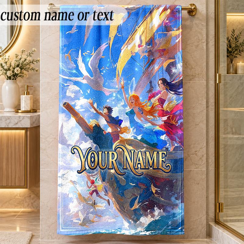 Beach TowelOne Piece Custom Name Text Personalized Soft Towel for Beach Pool Indoor Home Decor Gift