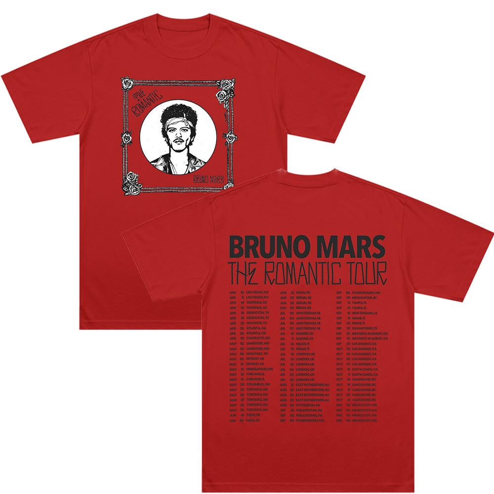 

The Romantic Tour Tee Bruno Mars New Date Tour 2026 T Shirts Y2K Aesthetic Streetwear Fashion Unisex 100%Cotton Comfort Tops Anime T-shirt XS красный