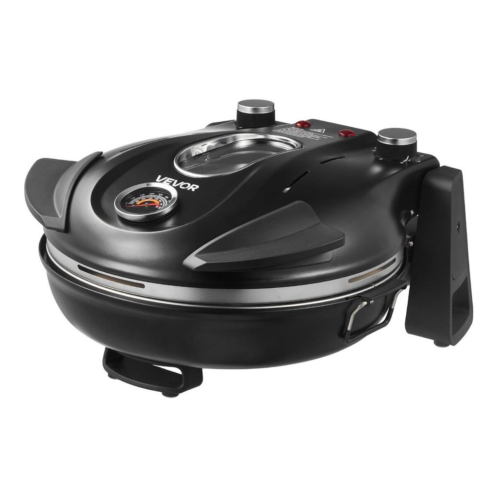 Pizza Oven, 304.8 mm Electric Pizza Maker, 1200W Electric Pizzas Cooker with Cordierite Stone, 5-Mode Temperature Control, Viewing Window for Precise