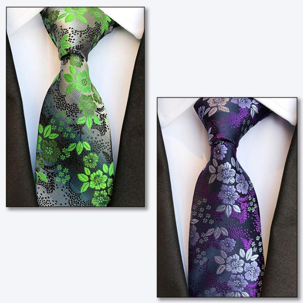 WHITE FANG Necktie, Floral Pattern, Solid Color, Suitable for Suits, Business, Casual, Stylish, Washable, Men's NC018 (09: Purple 283)
