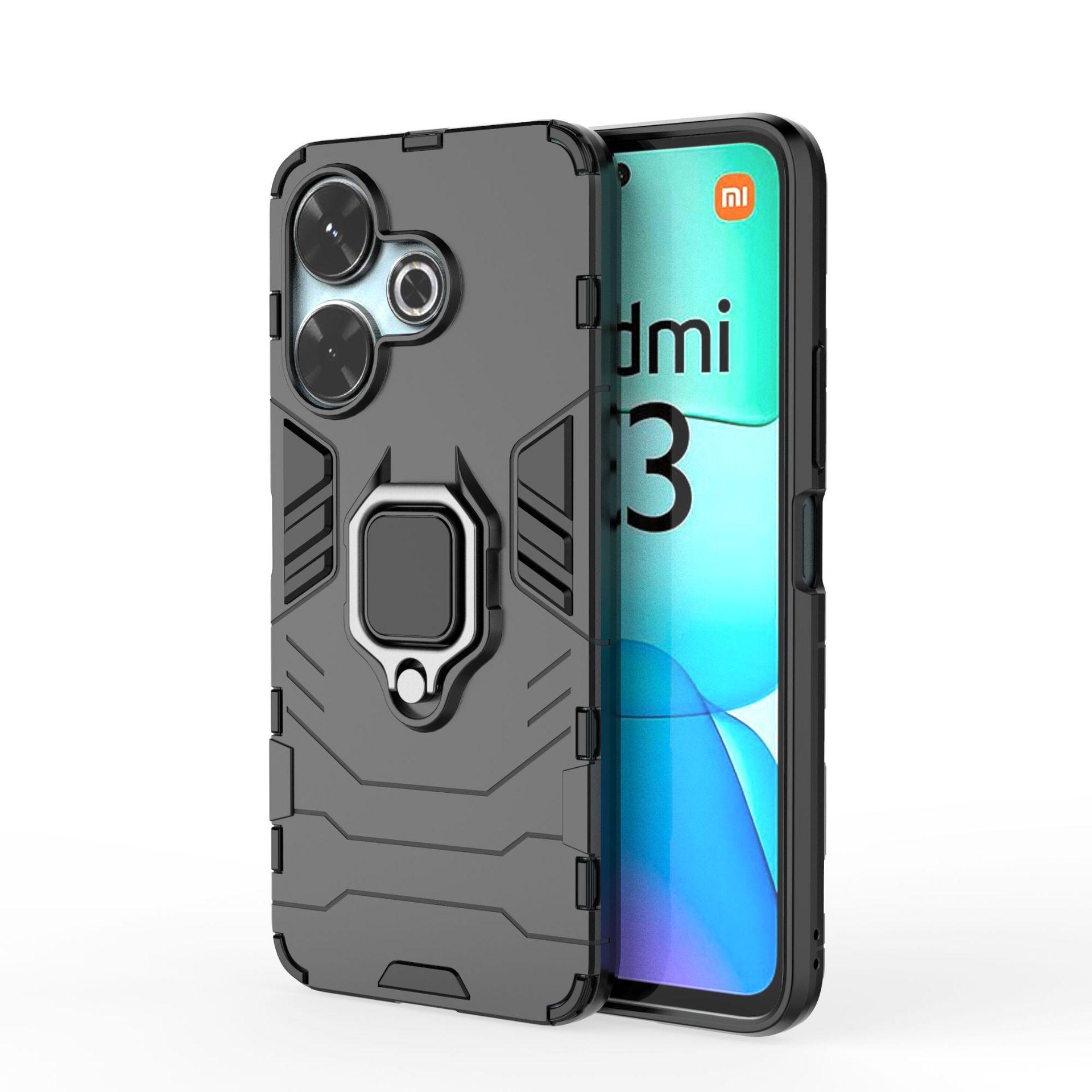

Чехол для телефона Xiaomi Redmi 13 4G Черная Пантера/Железный Человек с кольцом и защитой от падения для Poco M6 Pro/F6 Redmi 13 4G чёрный