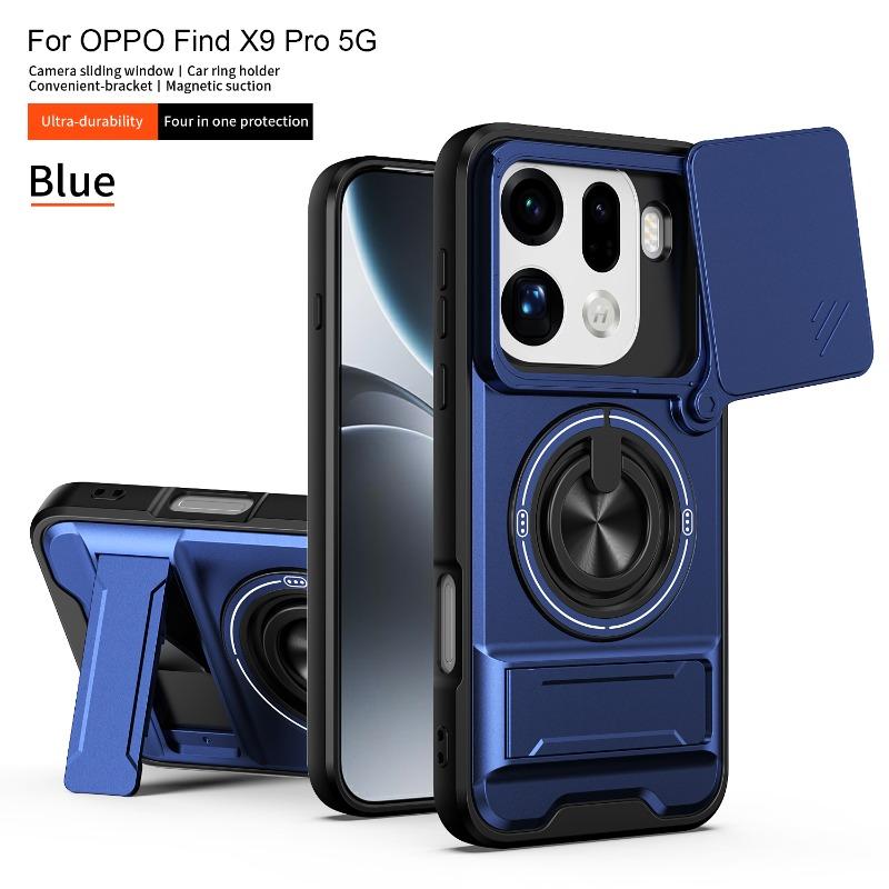 Built-in Magnetic Car Holder Case for Oppo Find X9 Pro Find X 9 X9pro Slide Lens Cemera Protection Cover Shockproof Hard Case