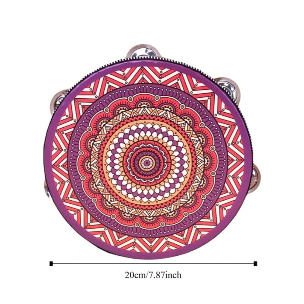 8 Inch Tambourine for Adults Metal Jingles Wooden Tambourine Handheld Drum  for Band Performance