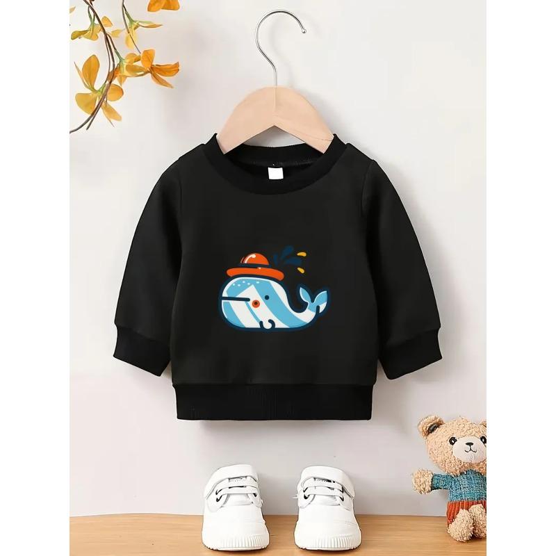 European Size Stylish Cartoon Print Design, Soft And Skin-Friendly Thin Sweatshirt for Baby Boys Aged 0-3 Years, Perfect for Spring And Autumn