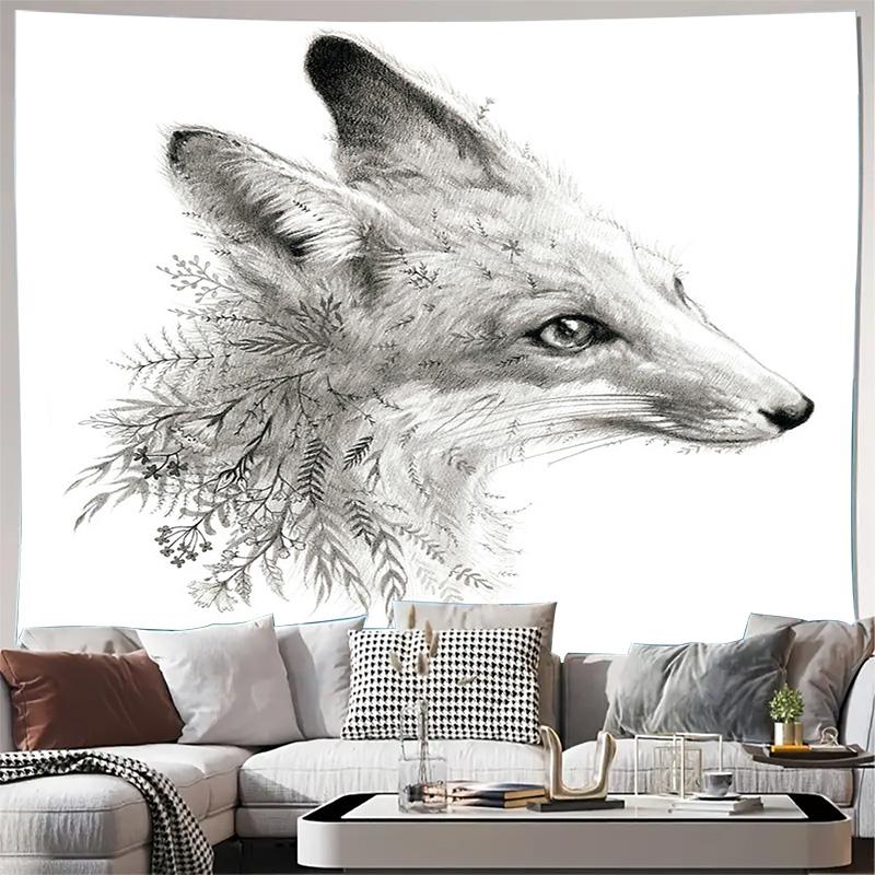 Botanical Fox Tapestry Wall Hanging Nature Forest Animal Home Decor Room Aesthetic Vintage Tapestry Dorm Wall Art Gift