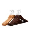 Wooden Hangers 5pcs Solid Wood Coat Hanger Heavy Duty, Smooth Finish High-Grade Wooden Clothes Hanger with Non Slip Pant Bar, 360° Swivel Hook