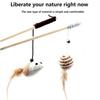 Interactive Cat Feather Teaser Toy Wooden Wand Stick with Linen Mouse for Kitten Play Pet Supplies