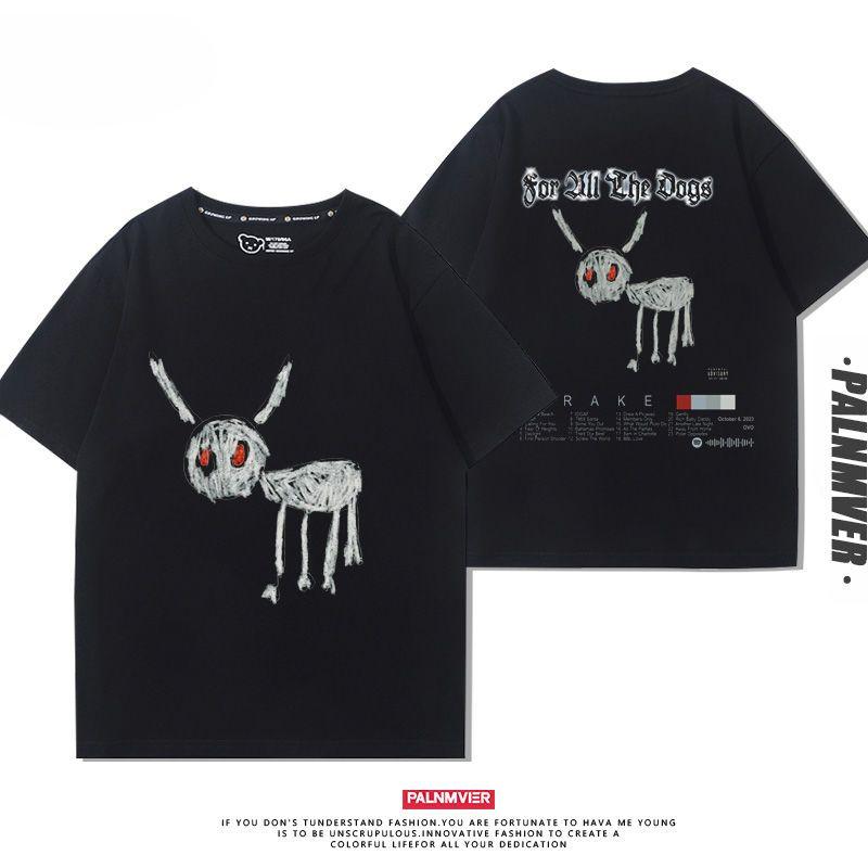 Hip Hop Drake Drake Nieuw Album voor All The Dogs Korte Mouw Heren T-Shirt Street Europese en Amerikaanse Trend Kleding Zomer