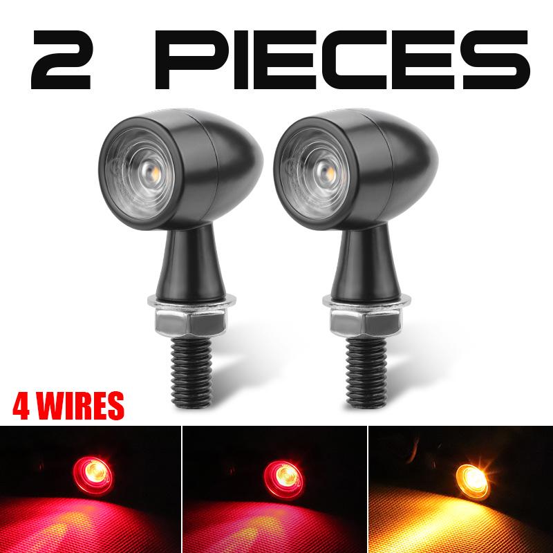 4 Wires E24 Motorcycle LED Turn Signals Light DRL Mini 8mm Retro Indicator Stop Lamp Flasher Blinker For Honda Suzuki Kawasaki
