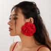Large Rose Shaped Perforated Earrings, Elegant Jewelry Earrings For Women, Versatile Retro Style Items.