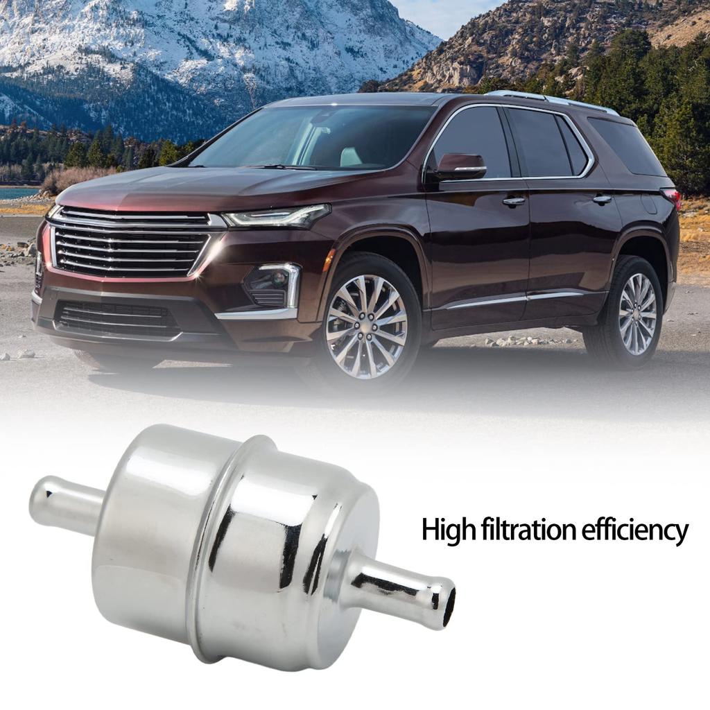 3/8 Inline Fuel Filter High Flow Metal Fuel Filter Inline Hose 9746 Replacement for Chevrolet Chrome University
