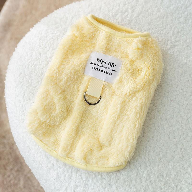 Autumn and Winter Cat Simple Twist Traction Vest Fleece Coat Hairless Cat Warm Thickened Small Dog Pet Cat Clothes