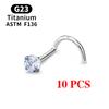 1/10PCS ASTM F136 G23 Titanium Piercing Nose Stud 20G L-Shape Nariz Studs With Zircon 2-3mm Nose Rings Nostril Piercing Jewelry