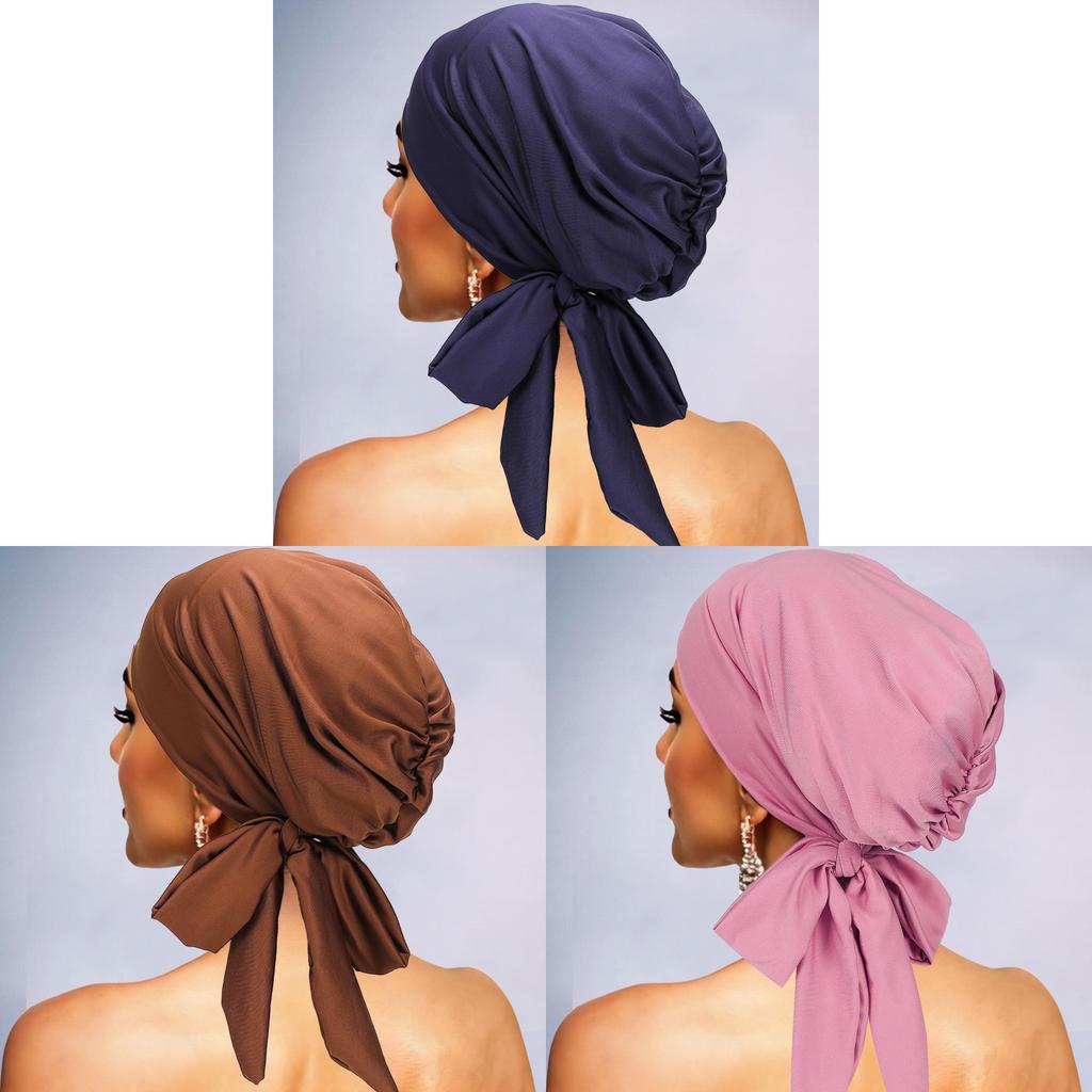Turban Head Cover With Bow Tie Elastic Hat For Breathability
