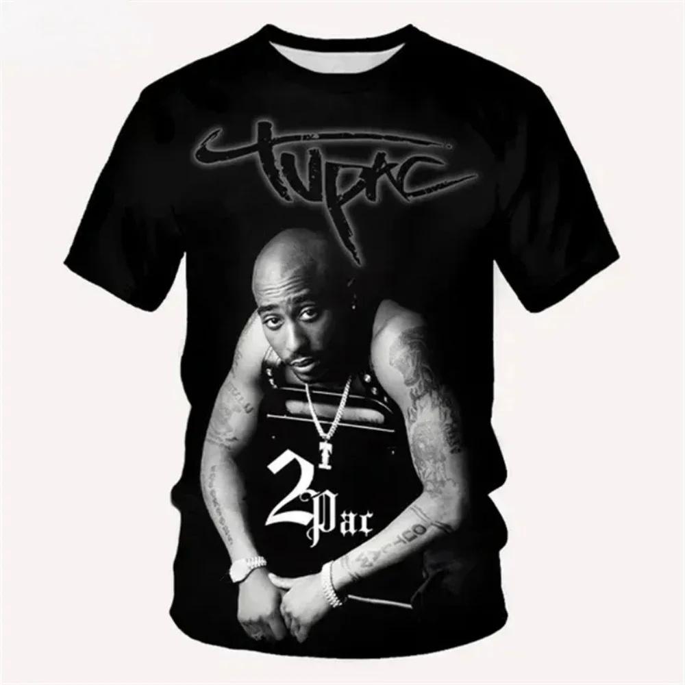 New Harajuku Men T-Shirt Fashion 2pac Graphic Hip Hop Streetwear Short Sleeve Summer Tops Casual Designer